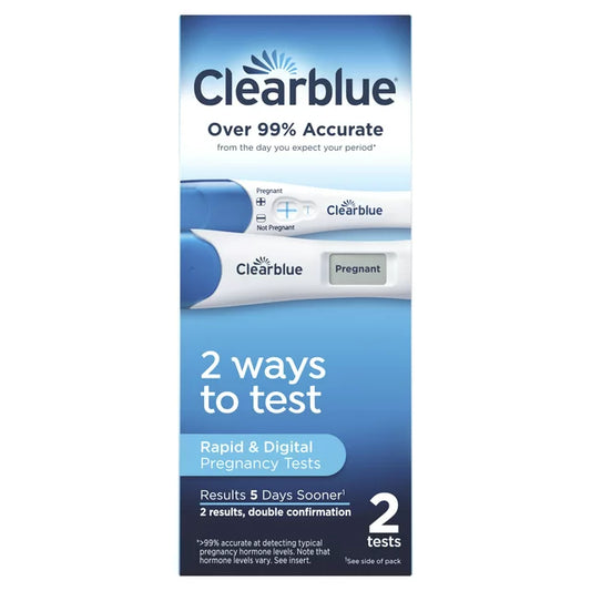 Clearblue Pregnancy Test Combo Pack, Digital with Smart Countdown & Rapid Detection 2 Ct