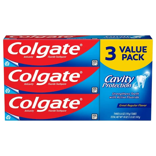 Colgate Cavity Protection Toothpaste, Great Regular Flavor, 6 Oz, 3 Pac