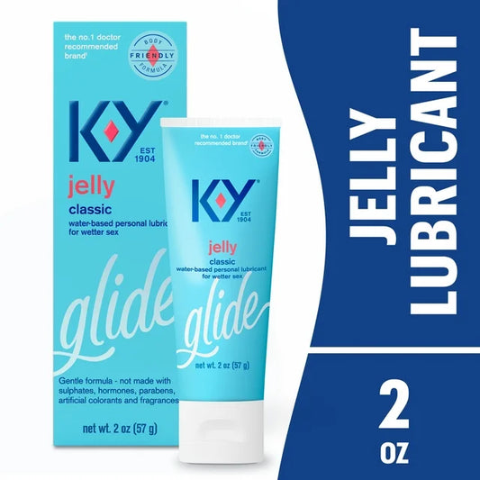 KY Jelly Lube，个人润滑剂，水基配方，适合男士、女士和情侣，2 液量盎司