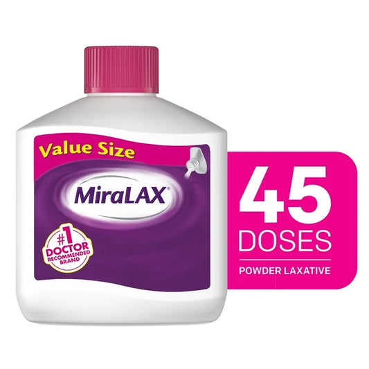 MiraLAX - Laxante en polvo para aliviar el estreñimiento, ablandador de heces, 45 dosis