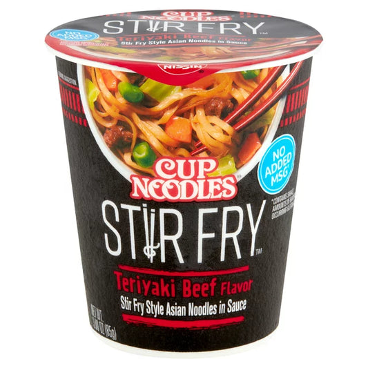 Nissin Cup-Noodles Stir Fry Teriyaki Beef Flavor Asian Noodles-in Sauce 2.89oz