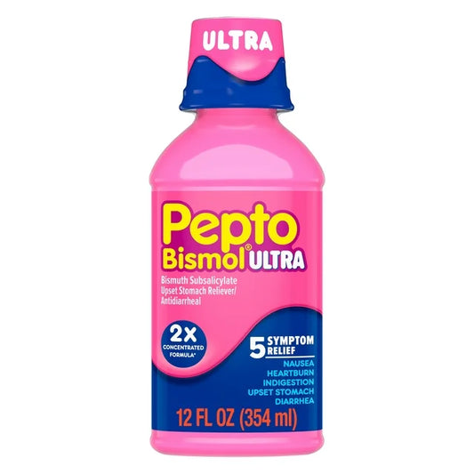 Pepto Bismol Ultra Líquido, alivio del malestar estomacal y la diarrea, medicamento de venta libre, 12 fl. oz.