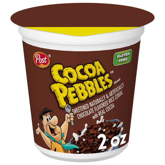 Post Cocoa PEBBLES Cereal, Chocolatey Kids Cereal, Gluten Free, Crunchy 2.0 oz Individual Cereal Cup