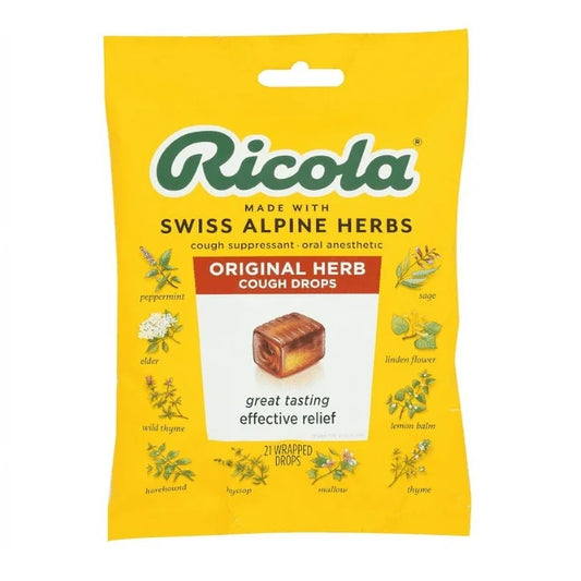 Ricola Original Herb Soothing Cough Drops - Throat Relief & Cough Suppressant, 21 Count