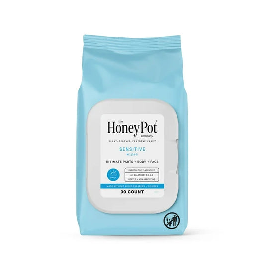 The Honey Pot Company, Sensitive Daily Feminine Cleansing Wipes, Intimate Parts, Body or Face 30 ct